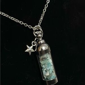 Hand made aquamarine gemstone moon water necklace!